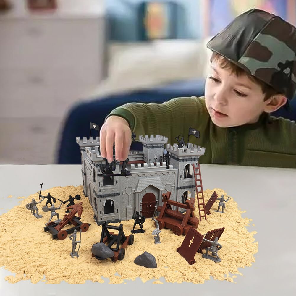 Uposao Conjunto de Juegos de Guerras Antiguas, Juego de Juguetes del Castillo Medieval, Caballeros, Figuras de Acción, Accesorios de Construcción, Modelo de Castillo de Juguete, Soldados