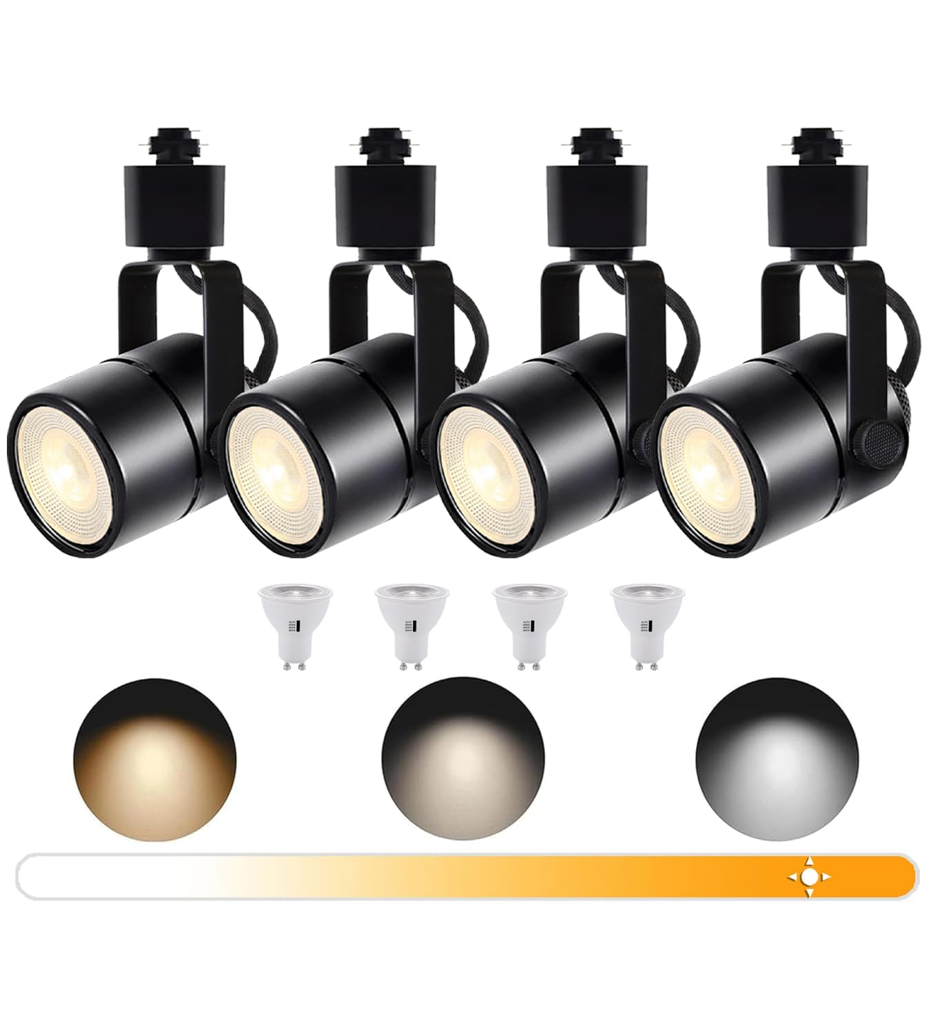 Track Lighting Heads with GU10 3CCT Switchable Black 4 Lights