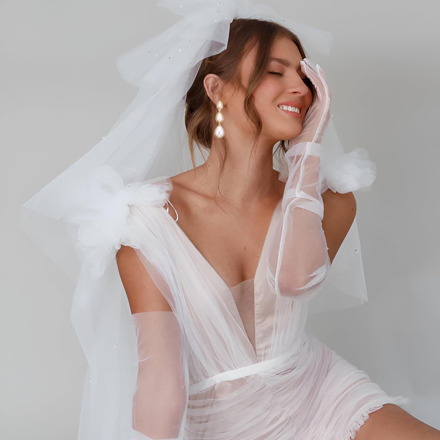 Pearl Dangle Earrings for Women Trendy Dainty Teardrop Earrings Lightweight Wedding Earrings Jewelry - Image 2