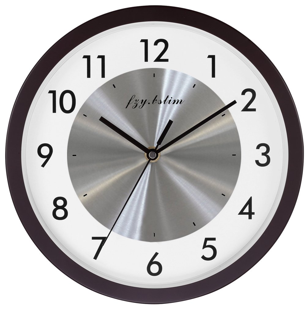 Non Ticking Silent Wall Clock Decorative,Analog Metal Wall Clock Battery Operated,Bedroom/Living Room/Office/Kitchen Clock,Sliver,12 inch