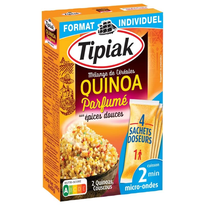Délicieux Paquet Découverte Quinoa Parfumé - 4 Sachets de 60g TIPIAK - Idéal pour Plats Santé - Céréales Gourmandes - Le Lot De 3