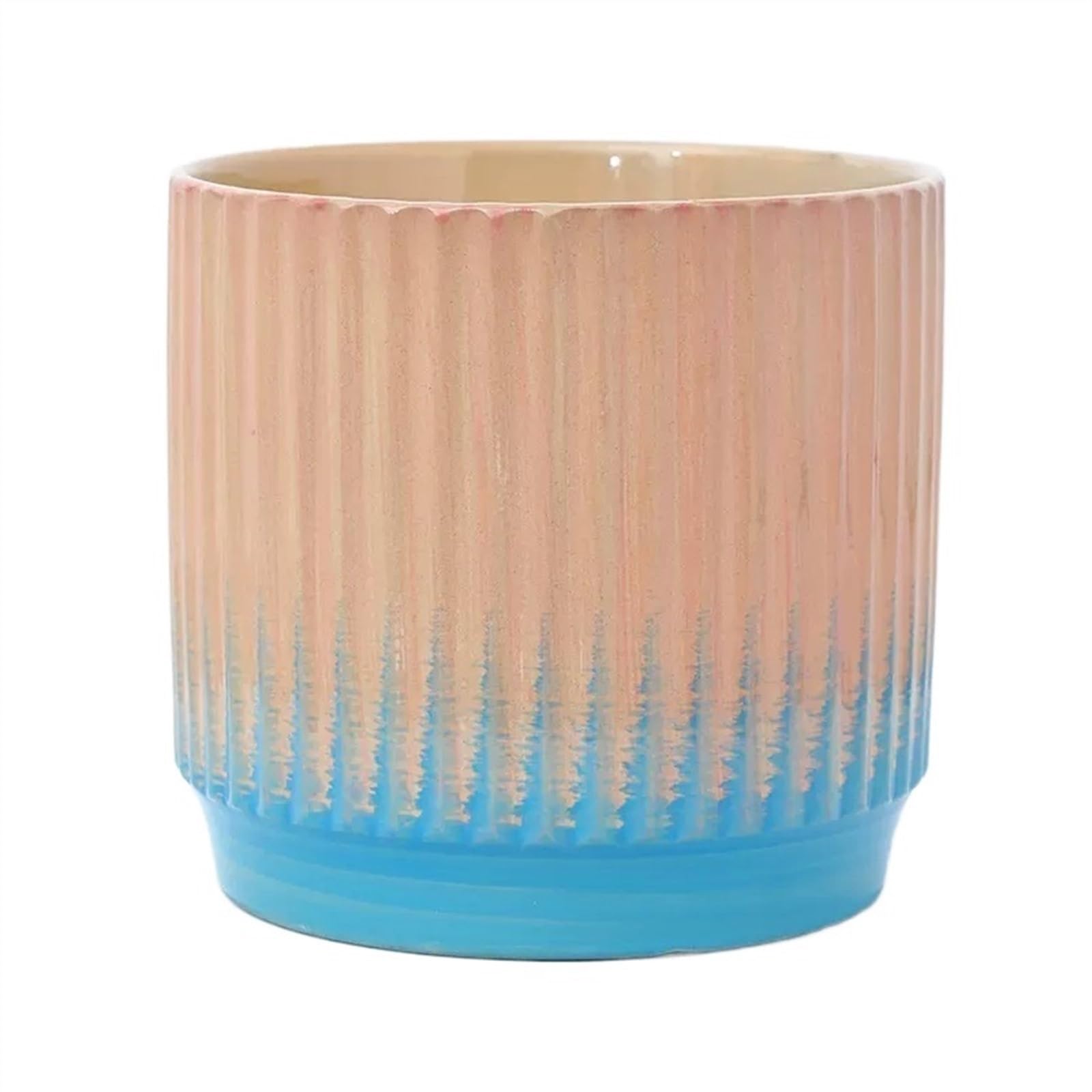 XPSHP25112 indoor plant pot Plant Pots Cylindrical Large Ceramic Flower Simple Living Room Balcony Succulent Plants Green Straight Gradient Color Planters For balcony decoration(Pink,Large)