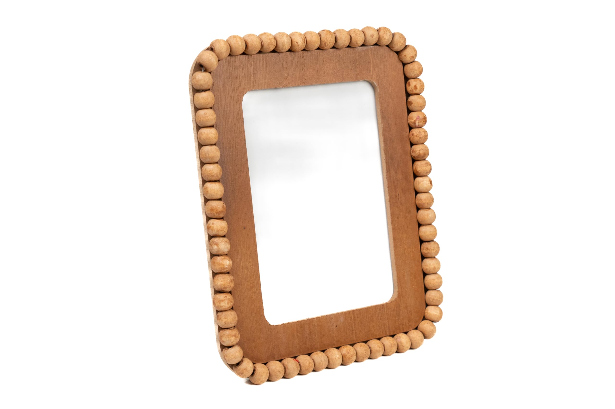 Porte-photo bois et perles de bois pour décoration murale et de table