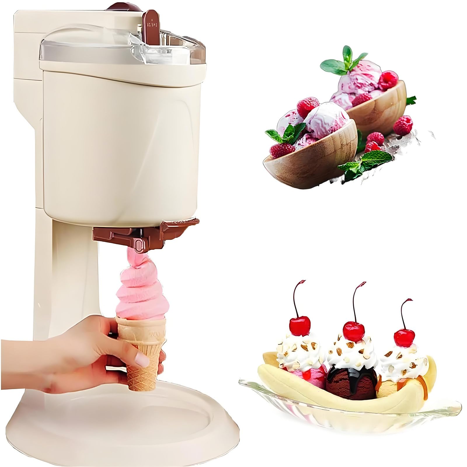 Sorbetière pour Glace Italienne Maison,Machine Semi-Automatique 1L à Préparation Rapide,Multifonction (Yaourts Et Sorbets), Bol Amovible,Parfaite pour Les Desserts Faits Maison