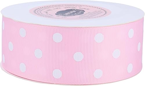 Miniatura 10 de VATIN Cinta de grogrén de lunares para manualidades, carrete de 1-12 pulgadas de ancho por 10 yardas, color verde manzana con puntos blancos, uso