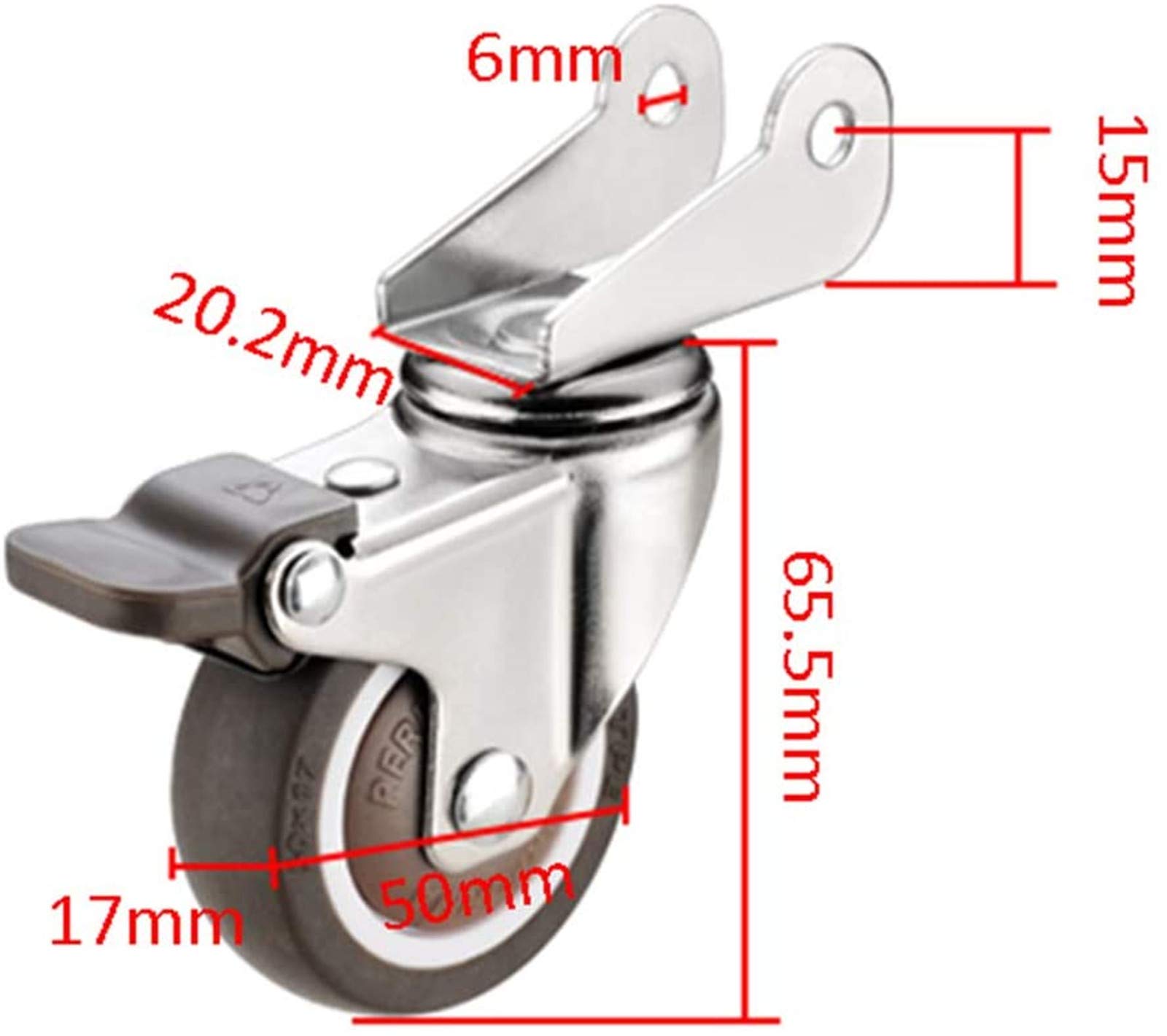 Roue Universelle Robuste de 1,5/2"avec Freins roulettes de Meubles Lit de bébé Charge maximale 108 kg Protéger (sans Rayures/Bruit) avec vis/Roulette 4pcs,B,1.5in(38mm)