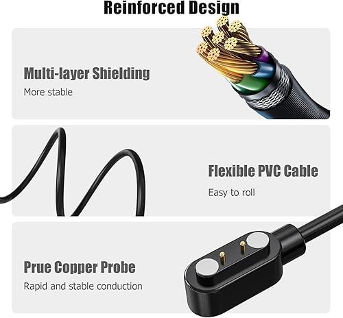 Miniatura 4 de Cargador magnético para reloj inteligente, compatible con K295K62, K298K65, K299K66, cable de contacto de 2 pines de 0.102 in