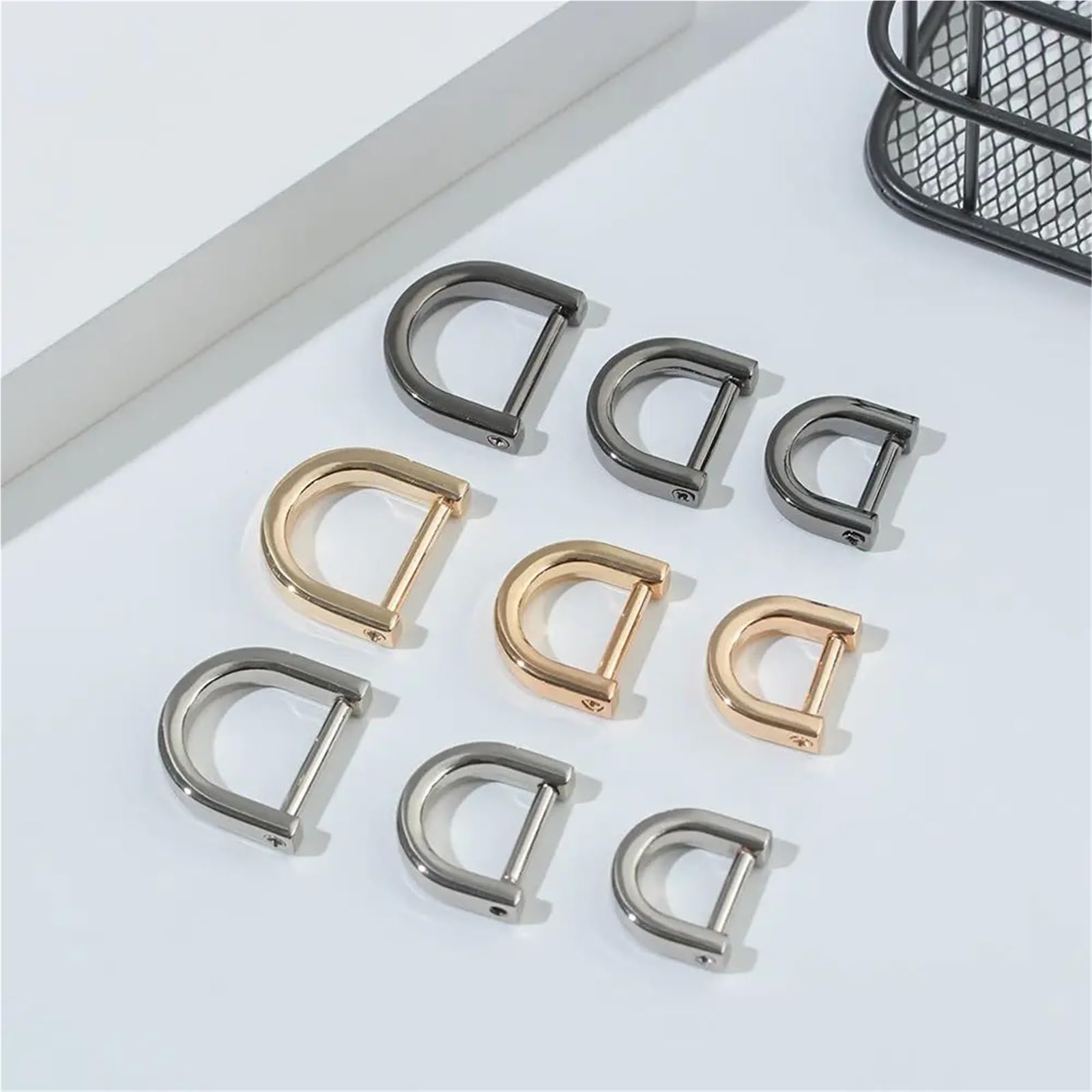 Protezioni angolari in metallo per borse, 60/150 pezzi, con chiusura ad anello a D, chiusura ad anello a D, in pelle, per borse e cinture