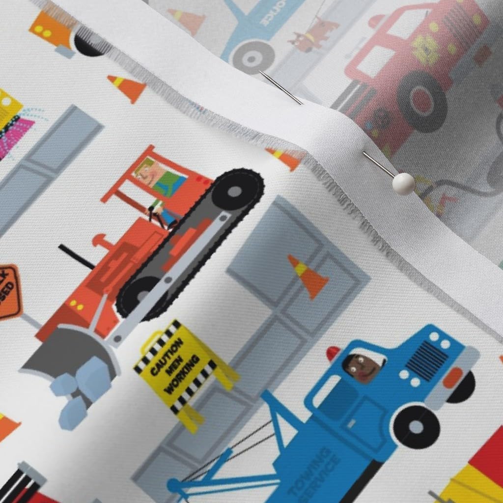 Spoonflower Fabric - Trucks Boys Cars Kids Room Nursery Printed on Organic Cotton Sateen Fabric by The Yard - Sewing Quilting Apparel Home Decor