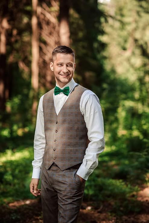 Alizeal Mens Solid Mini Squares Formal Banded Bow Ties