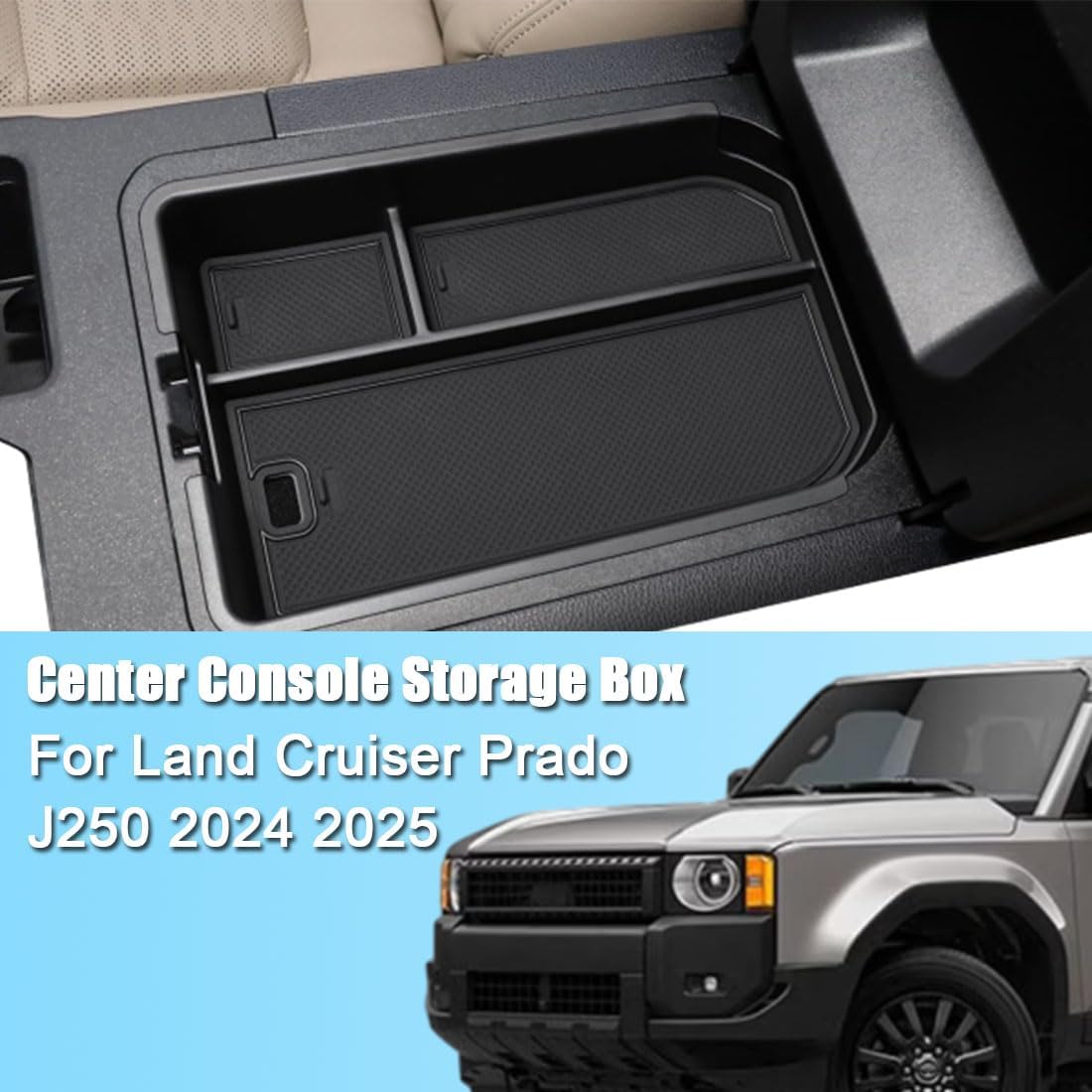 XITER For Toyota Land Cruiser 2024 2025 Accessories Interior ABS Armrest Storage Box Tray Organizer Insert