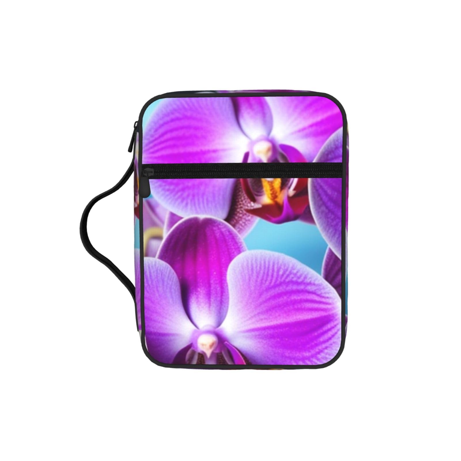 Beautiful Orchid Bible Cover Case Waterproof Bible Bag With Handle Organizer Storage Book Cover For Bible Study