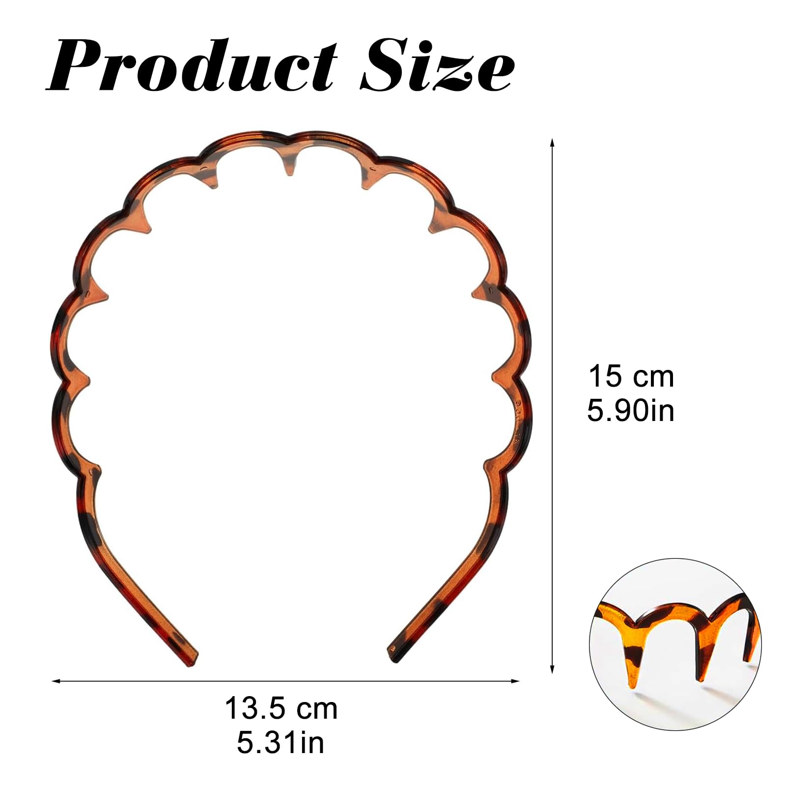 Hanyousheng 4 PCS Zig Zag Headbands, Plastic Shark Tooth Hair Comb Hairband, Comfort Wavy Toothed Hairband - Image 2