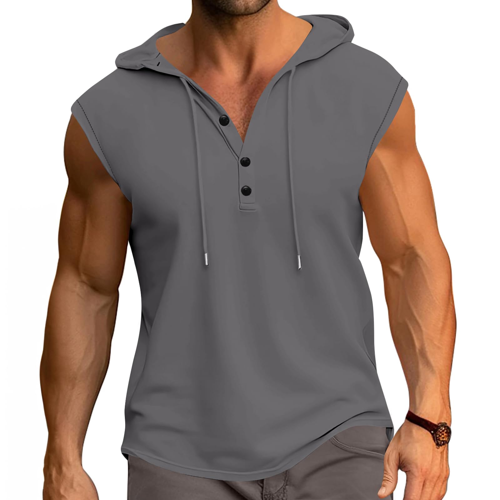 PRIVIMIX Canotta Uomo con Cappuccio Canottiera Palestra Estiva Felpa Maglietta Senza Maniche Bodybuilding Fitness Sportiva M-3XL