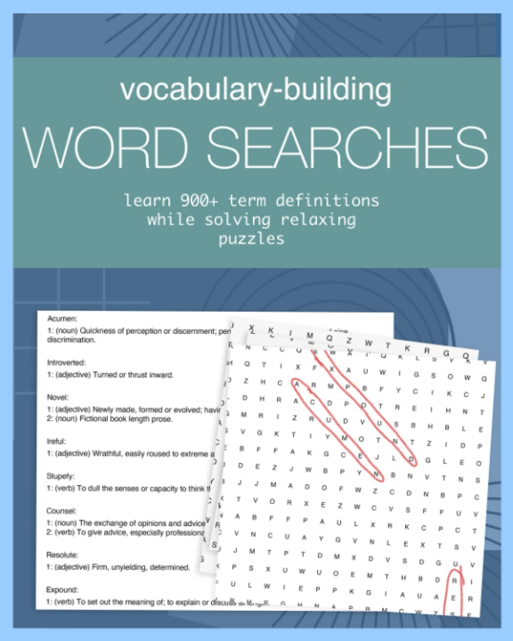 Vocabulary Building Word Search Puzzle Book Learn 900+ term definitions while solving relaxing