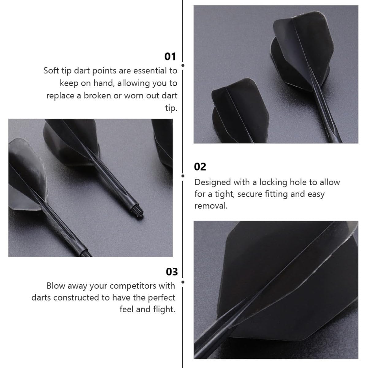 Ciieeo Asta Integrata per Freccette 10 Pezzi in Plastica Nera | Punte Sostituibili, Rimozione Facile, per Principianti e Professionisti, Ricambio per Set di Darts