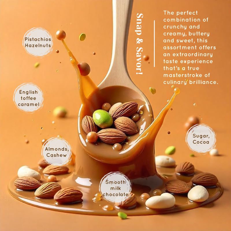Image of Cacao Springs Assorted Roca Chocolates Combo (Almond, Cashew, Pista, Rose & Hazelnut), Premium Choco & Nut Delicacy Treats, Premium Gift Box for Christmas Gifts, 15 Pieces in Each Box, 1 Box, 180gm