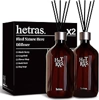 HETRAS Premium Reed Diffuser Set 2-Pack 16.9oz Hotel Wood Forest Scent | Long-Lasting 10 Reed Sticks for Home Office Gifts