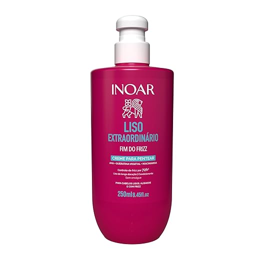 Inoar, Liso Extraordinário Creme para Pentear Antifrizz com Brilho Espelhado 250ml