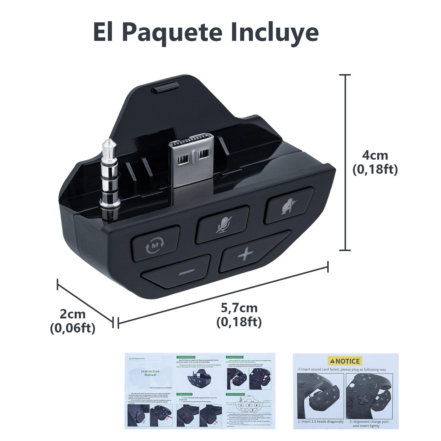 Mcbazel Adaptador de auriculares Xbox, audio estéreo y mezclador de micrófono, equilibrio de juego/chat y control de volumen, adaptador 3.5 mm para controladores Xbox