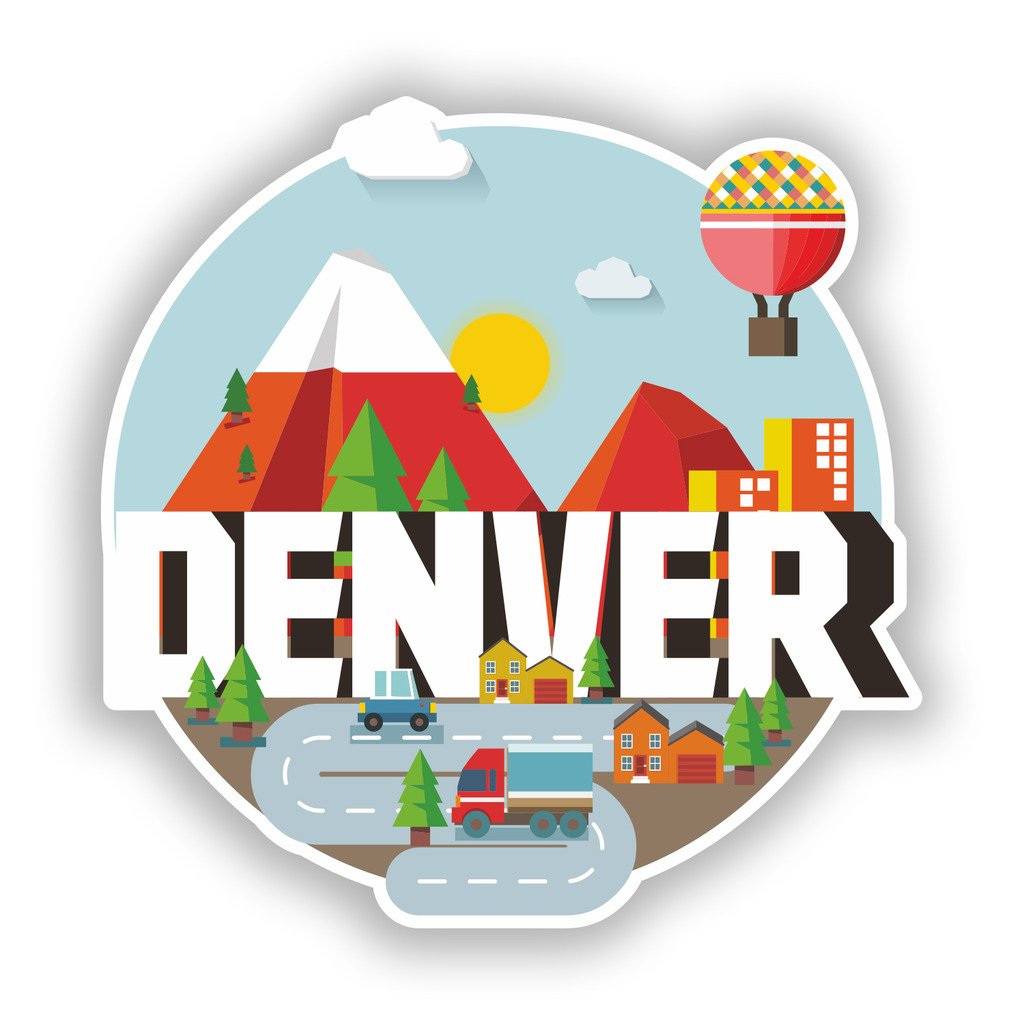 Destinationvinyl Multi 2 X 10Cm/100Mm Denver Vinyl Stickers Travel Luggage #10399