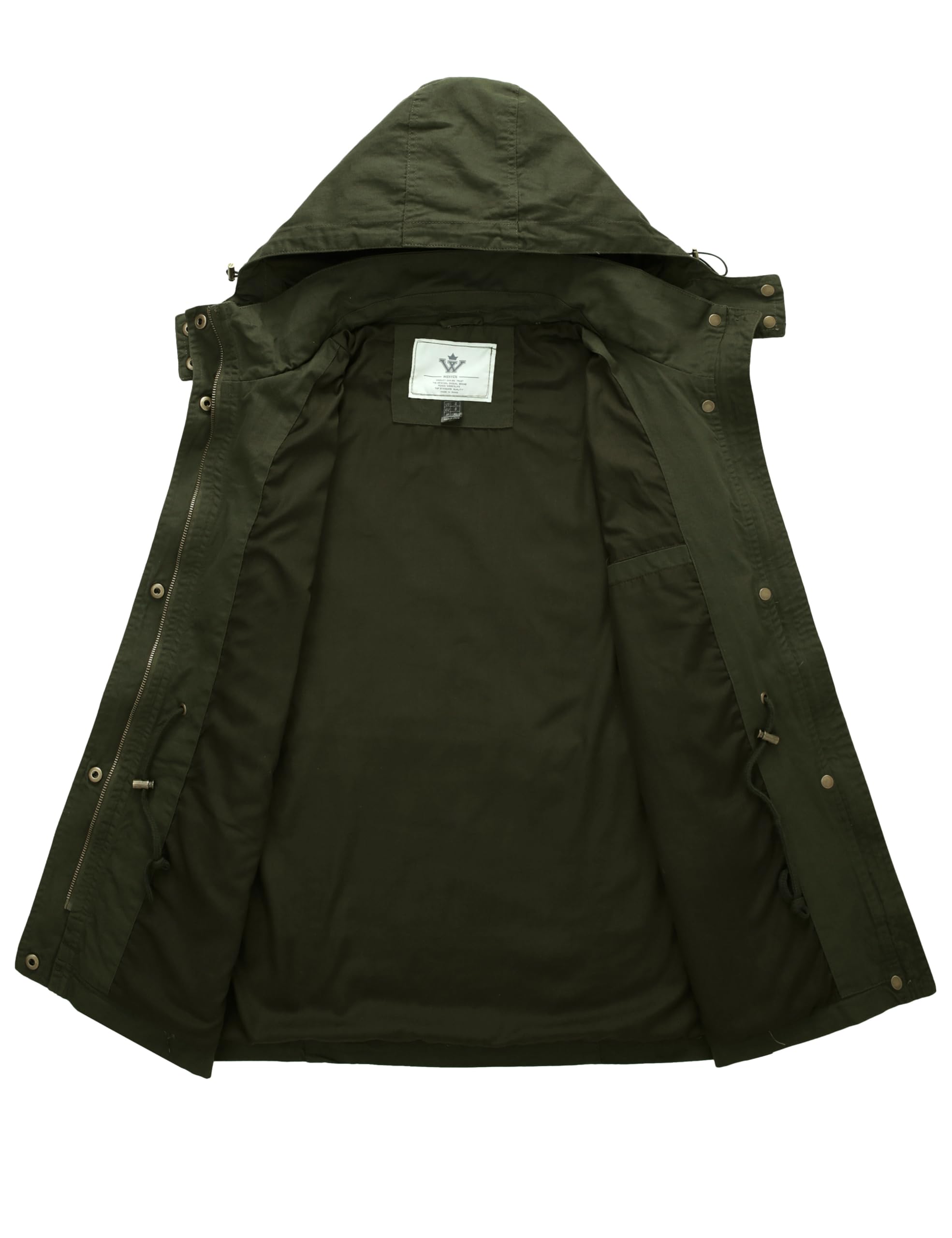 WenVen Giacca da Donna Cotone Militare Caldo Giubbotto Slim Fit Casual con Zip Antivento Cappotto Leggera Giacchetta Carga Classica Parka Montagna