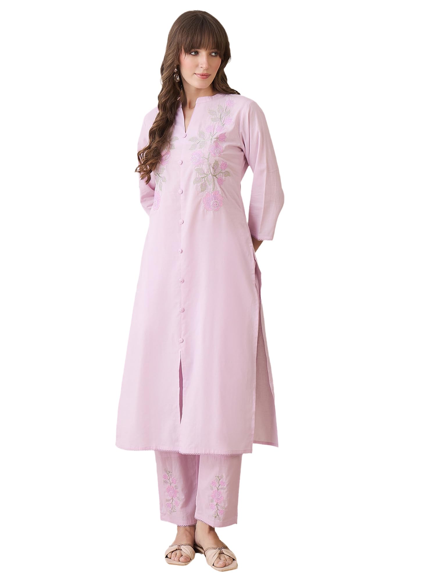 indo era Women's Cotton Ethnic Co-Ord Set | Kurta Pant Set | Stylish Cotton Suit Set for Women,9783-picture-12