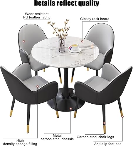 Miniatura 3 de YVYKFZD Office Reception Room Club Table and Chairs, Simple Round Conference Table, Coffee Table Kitchen Dining Table Set for 4, Small Negotiate