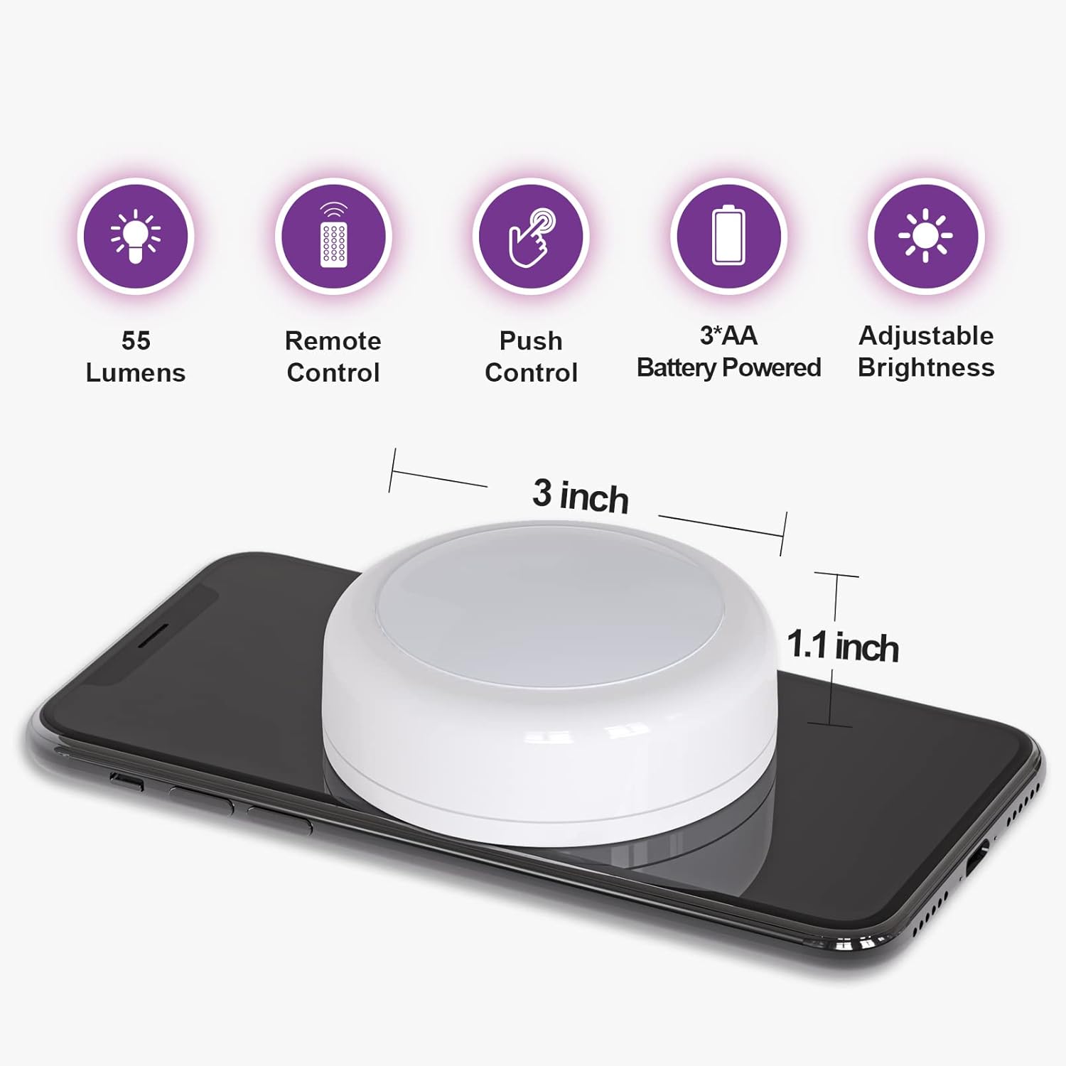 Battery Operated LED Puck Lights with Remote RGB 13 Color Changing Wireless Stick On Closet Push Lights Under Cabinet Lighting with Dimmable & Timing Function for Xmas Decor