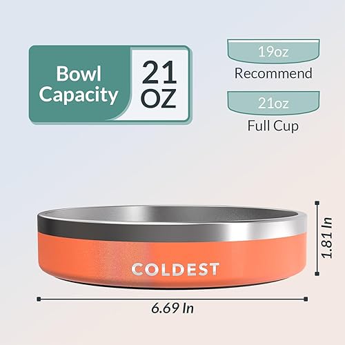 Vista 44 de Coldest Cuenco de metal antioxidante, antideslizante, 3 capas aisladas, acero inoxidable, perro, gato, mascota, antiderrames, sólido, para agua