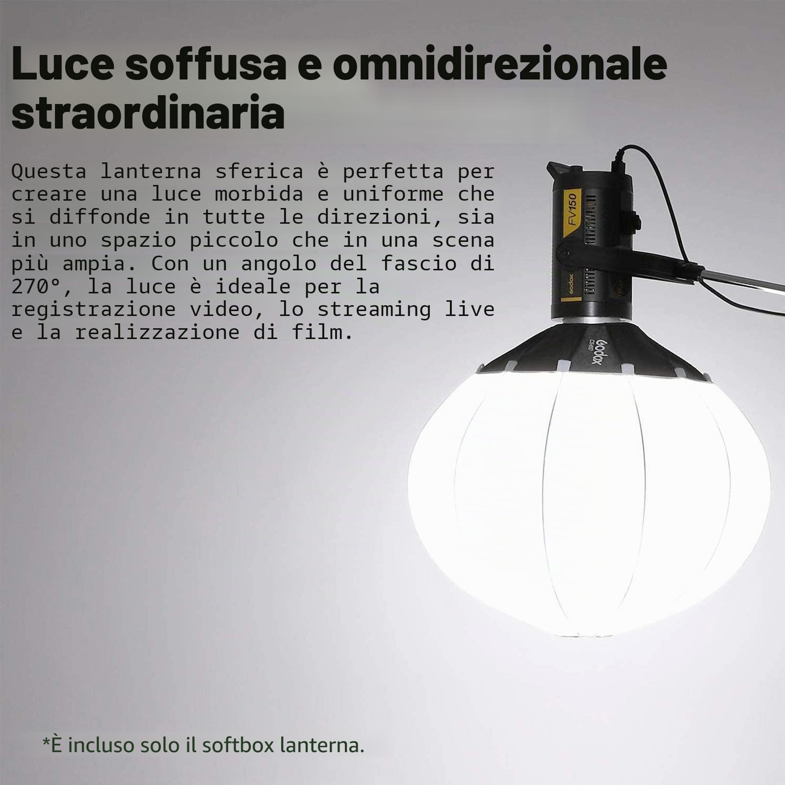 GODOX CS-65D Lantern Softbox 65 cm,Supporto Bowens | Rapidamente da Installare,Pieghevole,Box Soft Globe per Foto,Ritratto,Studio,Video,Illuminazione Continua,Fotografia