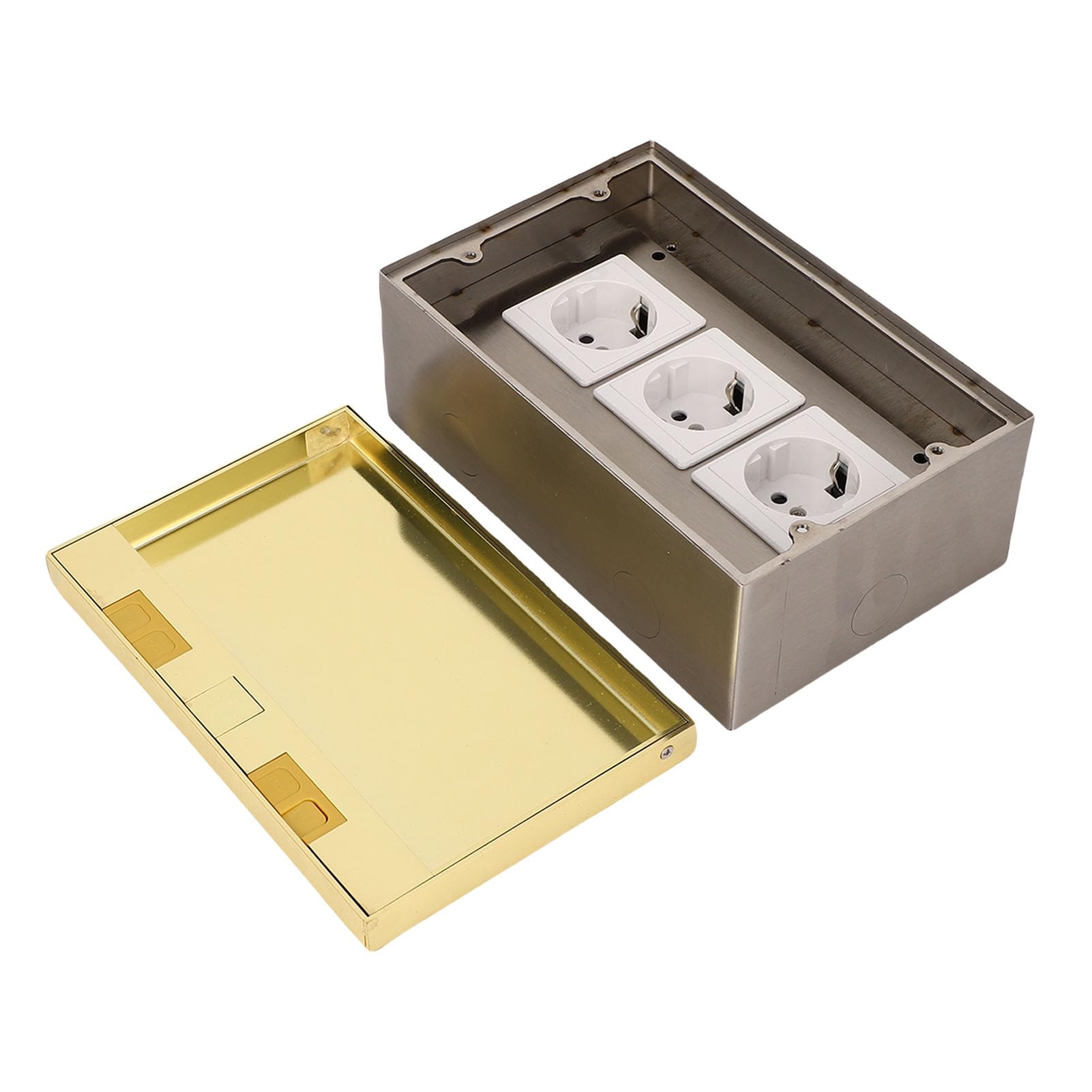 Generic Scatola di Derivazione da Incasso a Pavimento Ritardante L'infiammazione 3 Kit Presa Piatta a Due Fori per Poli 4KW per il Miglioramento Domestico Dorato