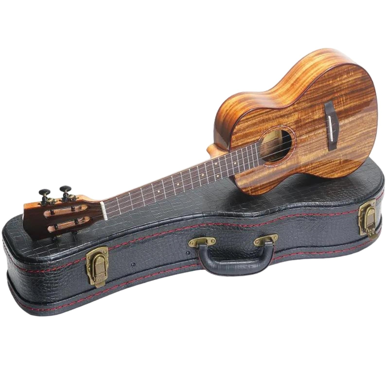 Ukulele Instrumenty Muzyczne Ukulele Dla Początkujących Dorosłych 23/26 Cali Drewno Akacjowe Z Twardym Futerałem Tunerem Paskiem Capo Łatwe Do Grania(26 inch)