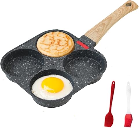 Omelette Frying Pan Non Stick Divided 4 Sections Size 16 Stone Aluminum