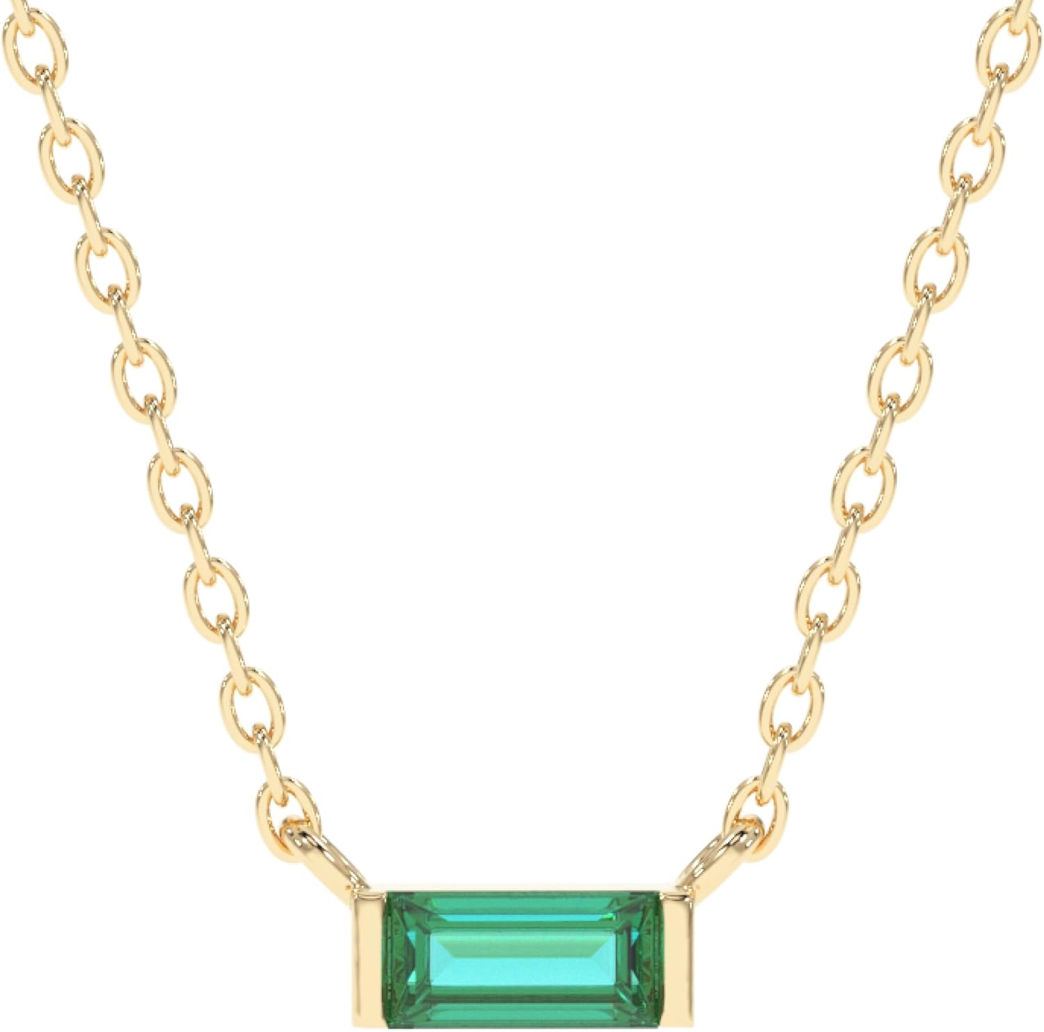 18k Gold Minimalist Rectangle Crystal Birthstone Pendant Necklace - A Choice for Valentine's Day, Birthday Gifts for Women, Stocking Stuffers for Girls Teen