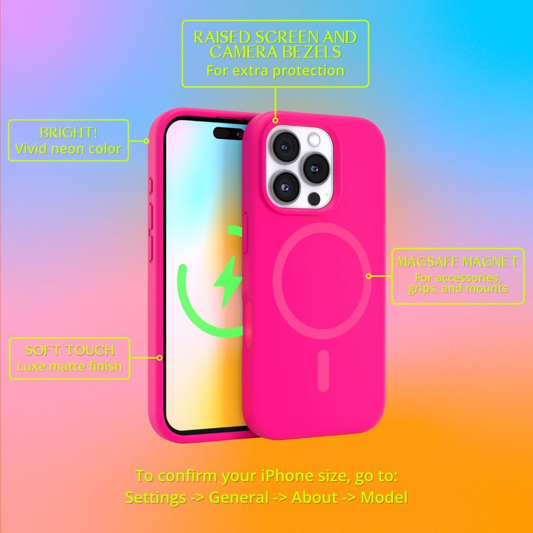FELONY CASE for Apple iPhone 16 Pro Max Case - MagSafe Phone Case, Liquid Silicone, Vibrant Neon Color with Anti-Scratch Microfiber Lining, Non-Slip Grip & 360° Shockproof Protection (Pink) - Image 3