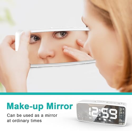 Miniatura 7 de Radios de reloj para dormitorio, reloj despertador digital que funciona con pilas para dormitorio, con radio FM, atenuador, alarma dual, repetición,