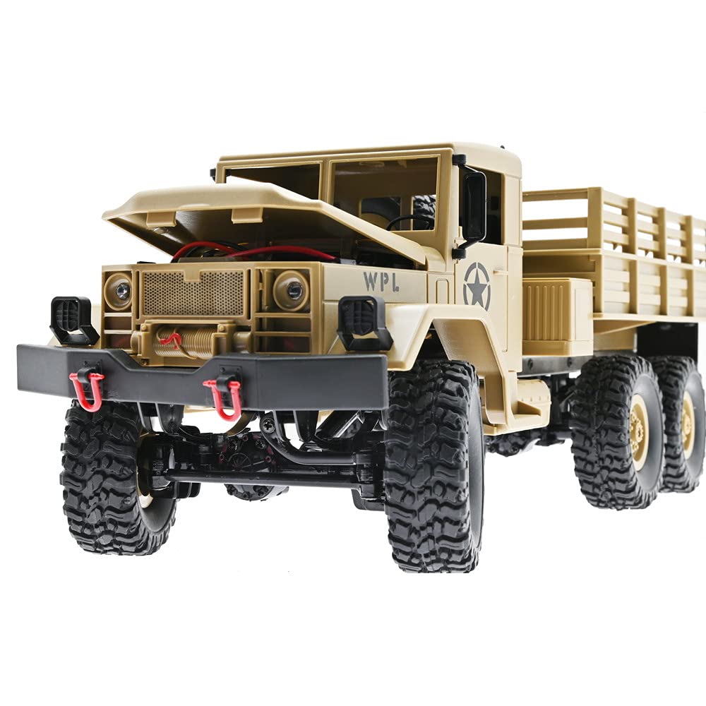 RC Truck RTR 6WD Militär LKW WPL B-16 1:162.4GHz Off-Road Crawler Car Buggy Lastwagen Ferngesteuertes Militärfahrzeug (Khaki)