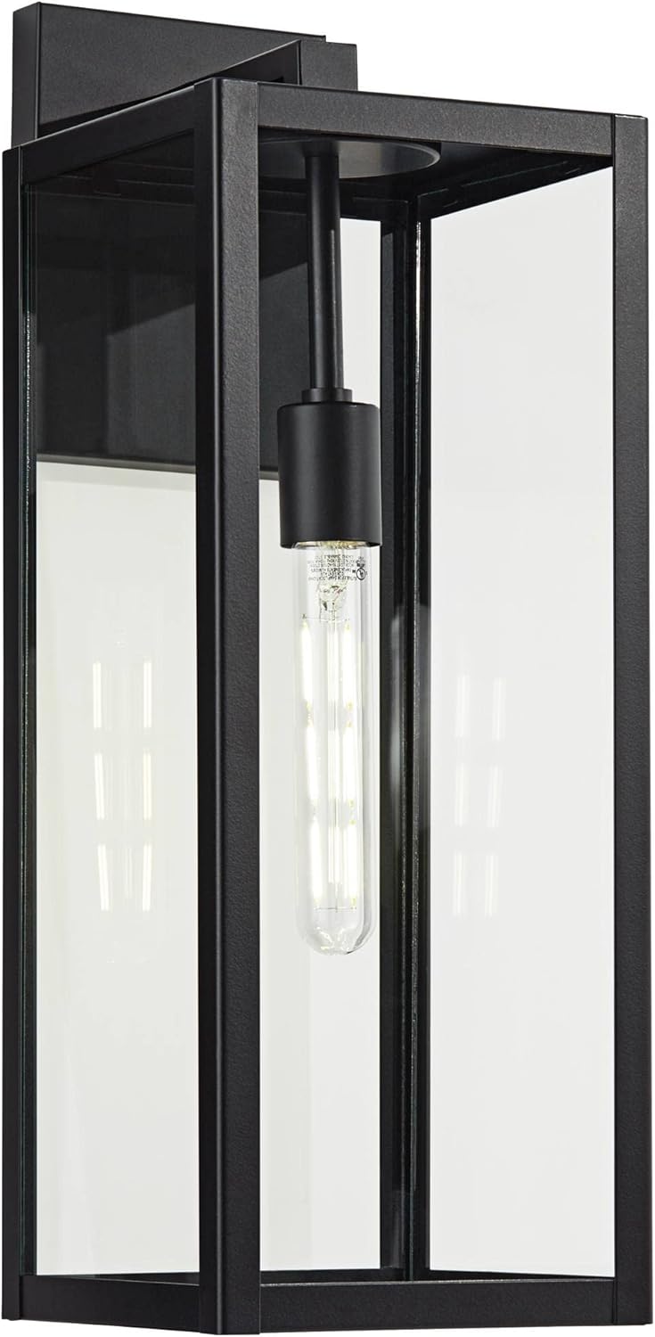 John Timberland Titan Modern Industrial Outdoor Wall Light Fixture Mystic Black Metal 20" Clear Glass Damp Rated for Exterior House Porch Patio Outside Deck Garage Yard Front Door Garden Home - - 