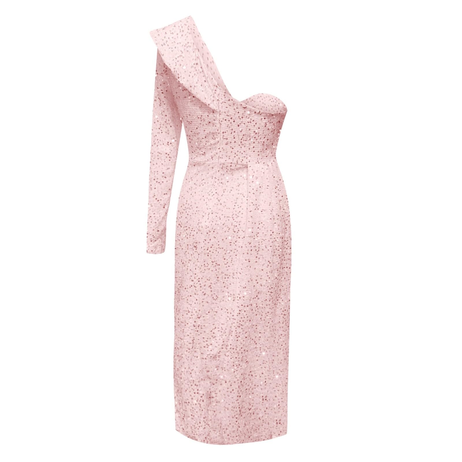 Vestidos Cena Empresa - Vestido Largo con Estampado Metalizado De Color Liso para Mujer con Cola Espectacular, Abertura Sexy Y Elegante Diseño De Nocturna