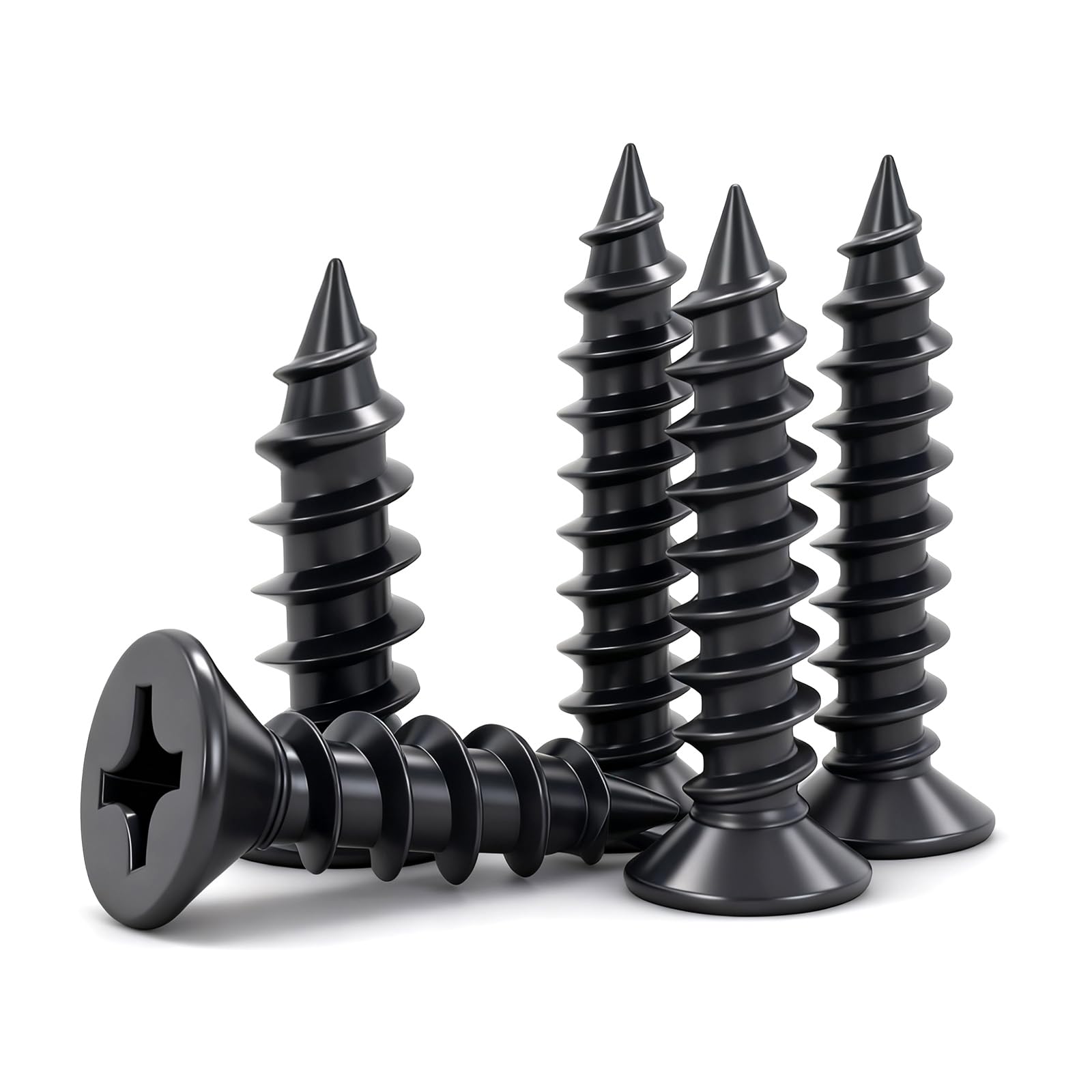 BACSHBY 20 Stück M4x10mm Holzschrauben Schwarz Edelstahl A2 V2A,Kreuzschlitz Flachkopfschrauben, Senkkopf Selbstschneidende Vollgewindeschrauben für Holz, Blech und Möbelmontage