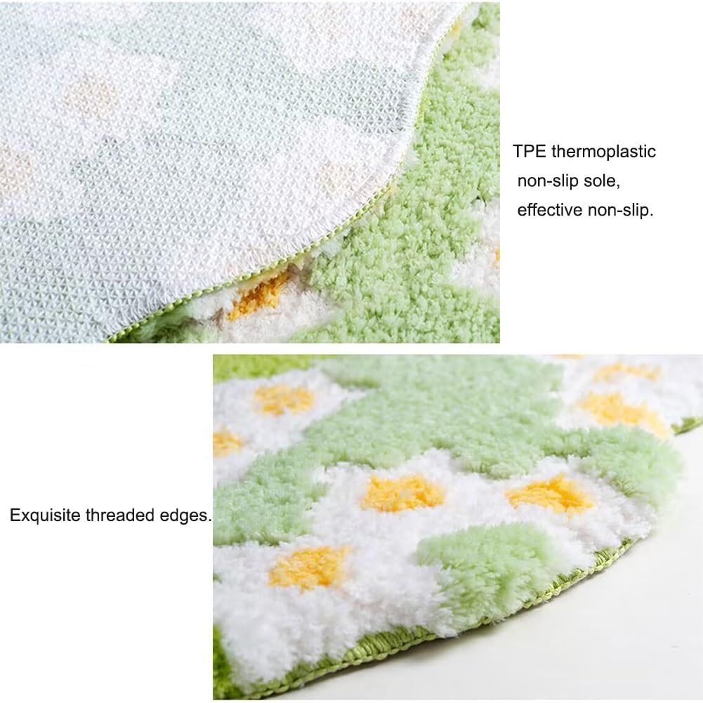 Green Moss Bathroom Rugs Non Slip Washable Kids Play Rug Microfiber Water Absorbent Aesthetic Decor for Home Living Room Bedroom 39.5''×39.5''