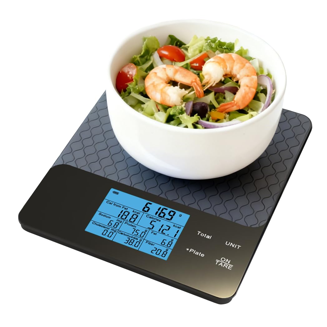 MAXUS Bilancia nutrizionale con controllo app, bilancia intelligente per alimenti e bilancia da cucina, capacità 2000 g/1 g, 5 unità, monitoraggio dei nutrienti, dati alimentari personalizzati