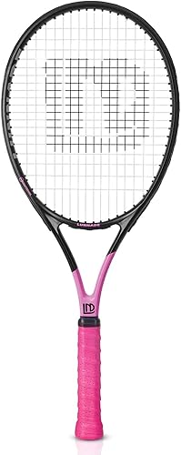 Miniatura 8 de LUNNADE Raqueta de tenis para adultos de 27 pulgadas, raqueta de tenis de fibra de carbono a prueba de golpes, ligera, pre-encordada y regrip,