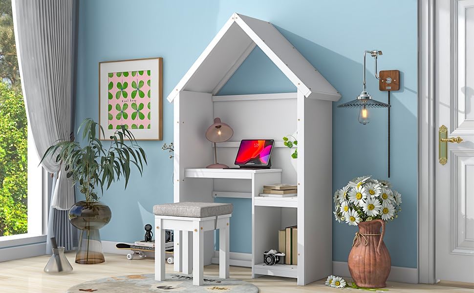 Desk and Chair Set Dolonm 1, White