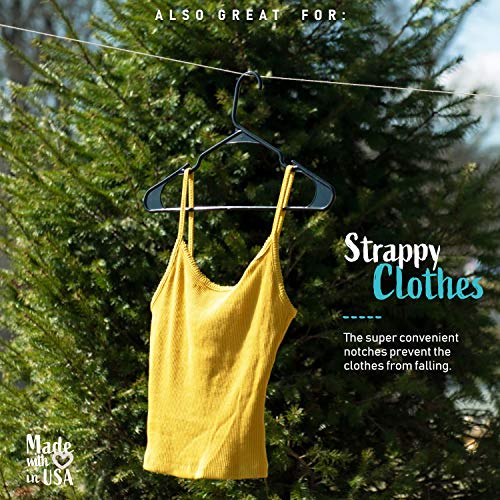 Hangorize Plastic Hangers 20 Pack, Standard-Size Clothes Black Plastic Hangers With Notches - Black Hangers For Clothing And Accessories - Closet Organization Essentials For Home, Apartment, Dorm #TOP5