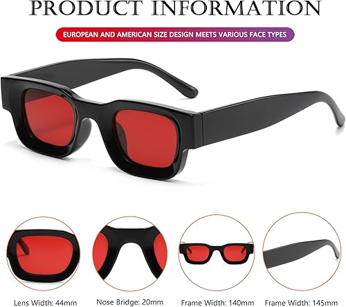 Miniatura 6 de AIEYEZO Gafas de sol rectangulares gruesas modernas para mujeres y hombres retro de los años 90 cuadradas polarizadas