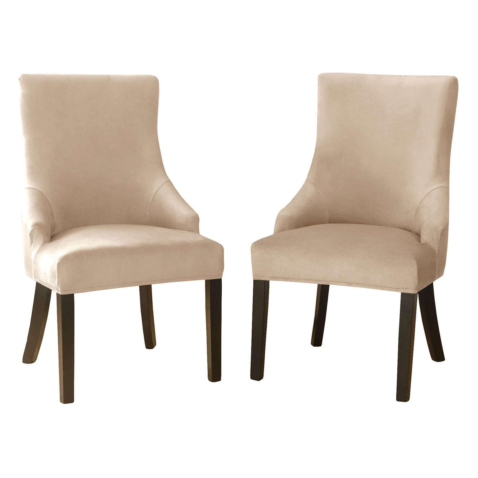JHLD Velvet wingback side chair slipcover, armless wingback chair cover Stretch Soft sloping Armchair Covers Removable Washable for Dining Room Banquet-Khaki-2 Piece โ image 1