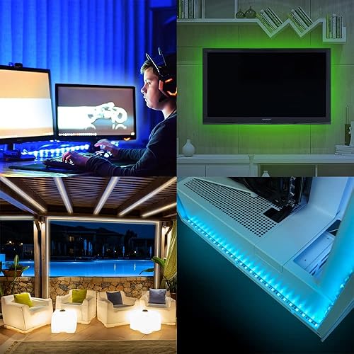 Miniatura 3 de Kingwin Tira de luces LED RGB, kit de tira de luz LED para carcasa de computadora, PC, laptop, hogar, oficina e iluminación de fondo. Tira de luces