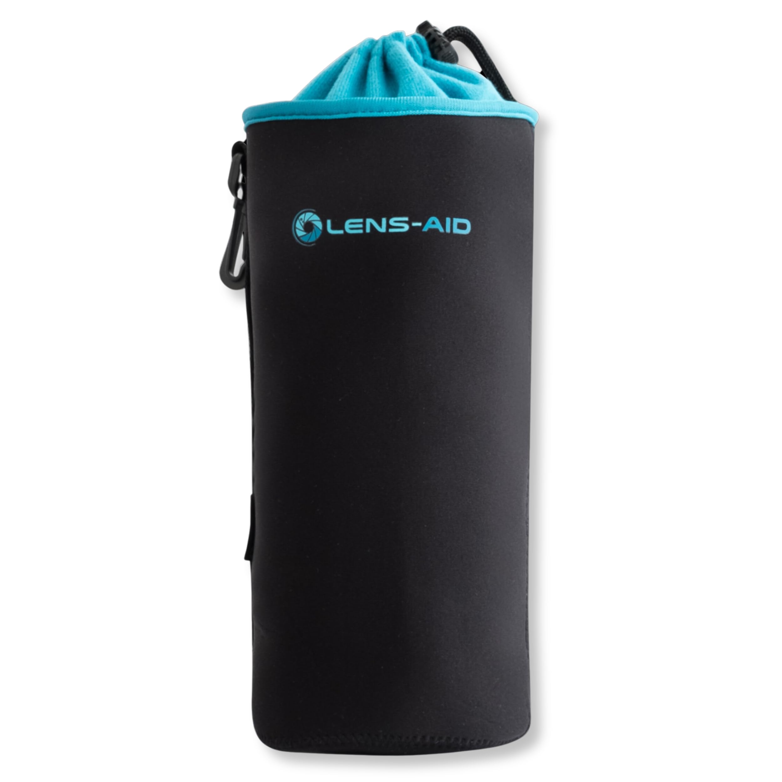 Lens-Aid lenszak S van neopreen & fleece – compacte beschermhoes voor standaardlenzen | Met trekkoord & haak voor veilige bevestiging aan tas of riem